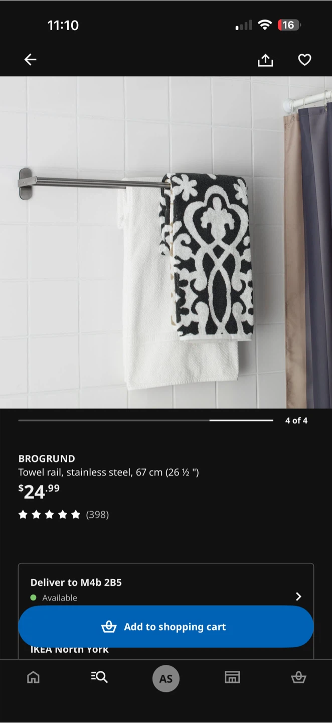 IKEA BROGRUND Double Towel Rail Stainless Steel - photo 3