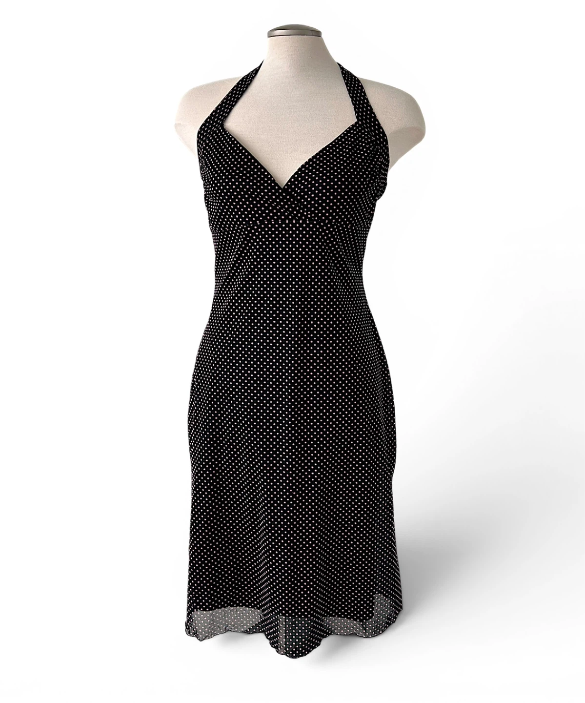 Pink and Black Polkadot Halter Dress