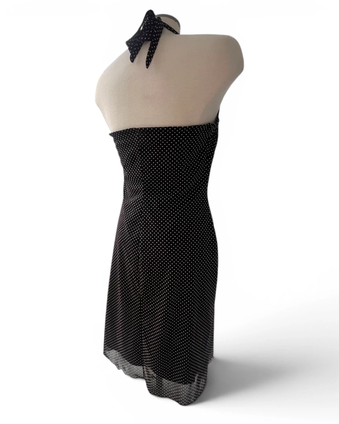 Pink and Black Polkadot Halter Dress - photo 2