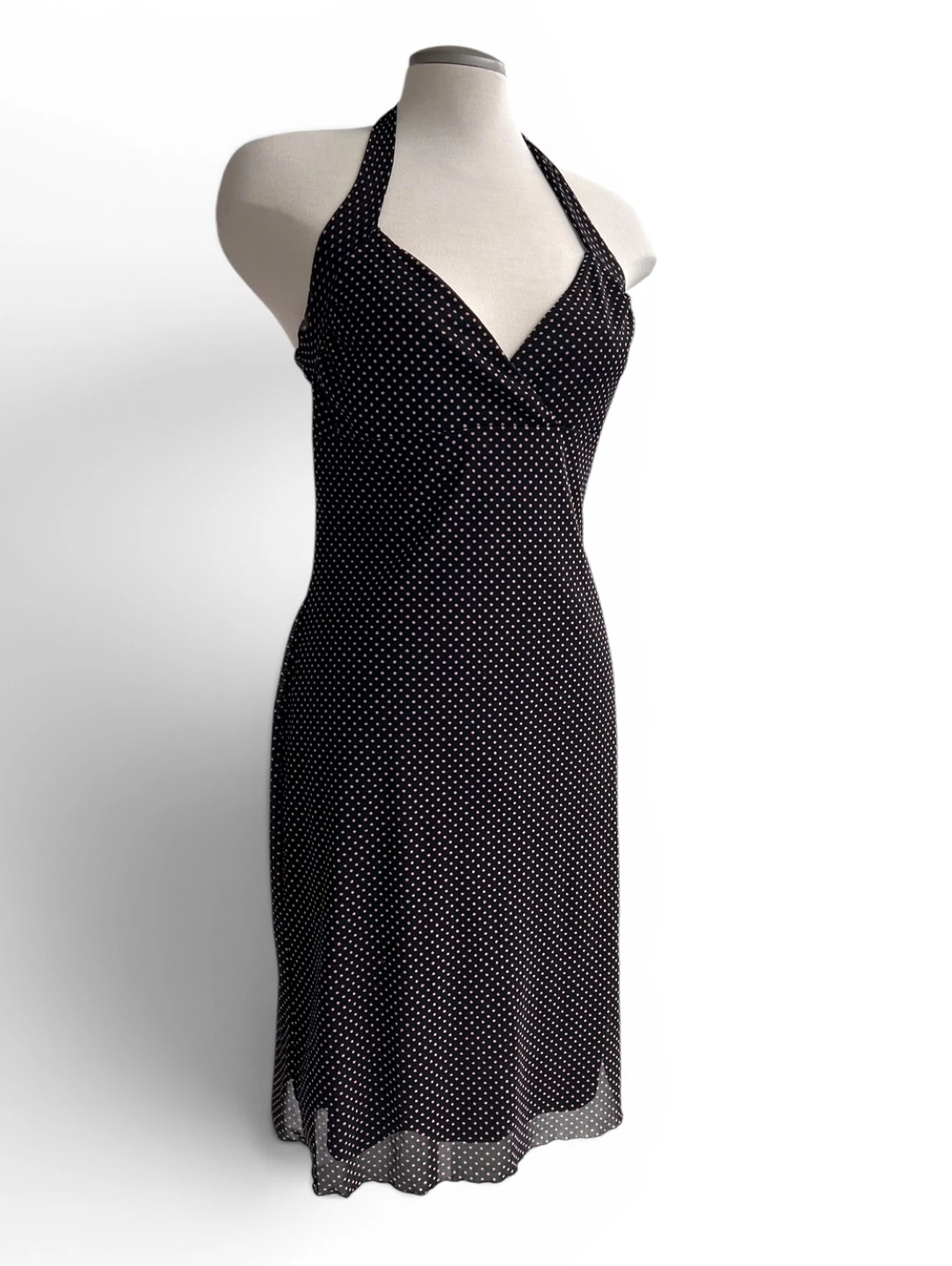 Pink and Black Polkadot Halter Dress - photo 4