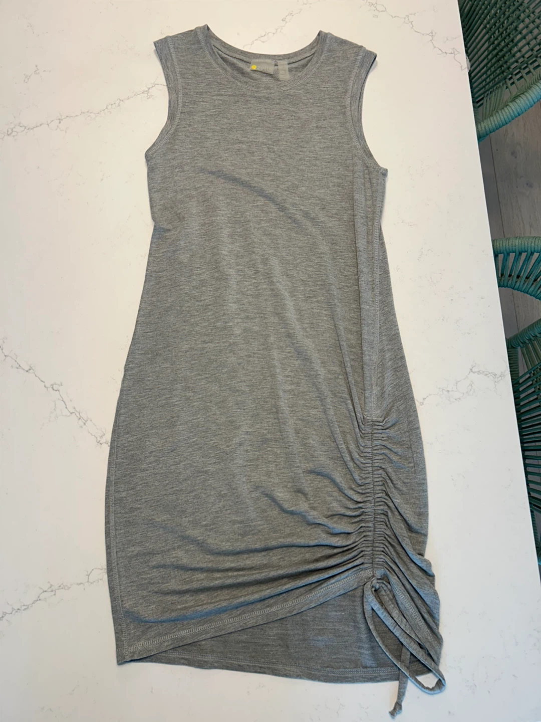 Zella Grey Ruched Tank Dress xs