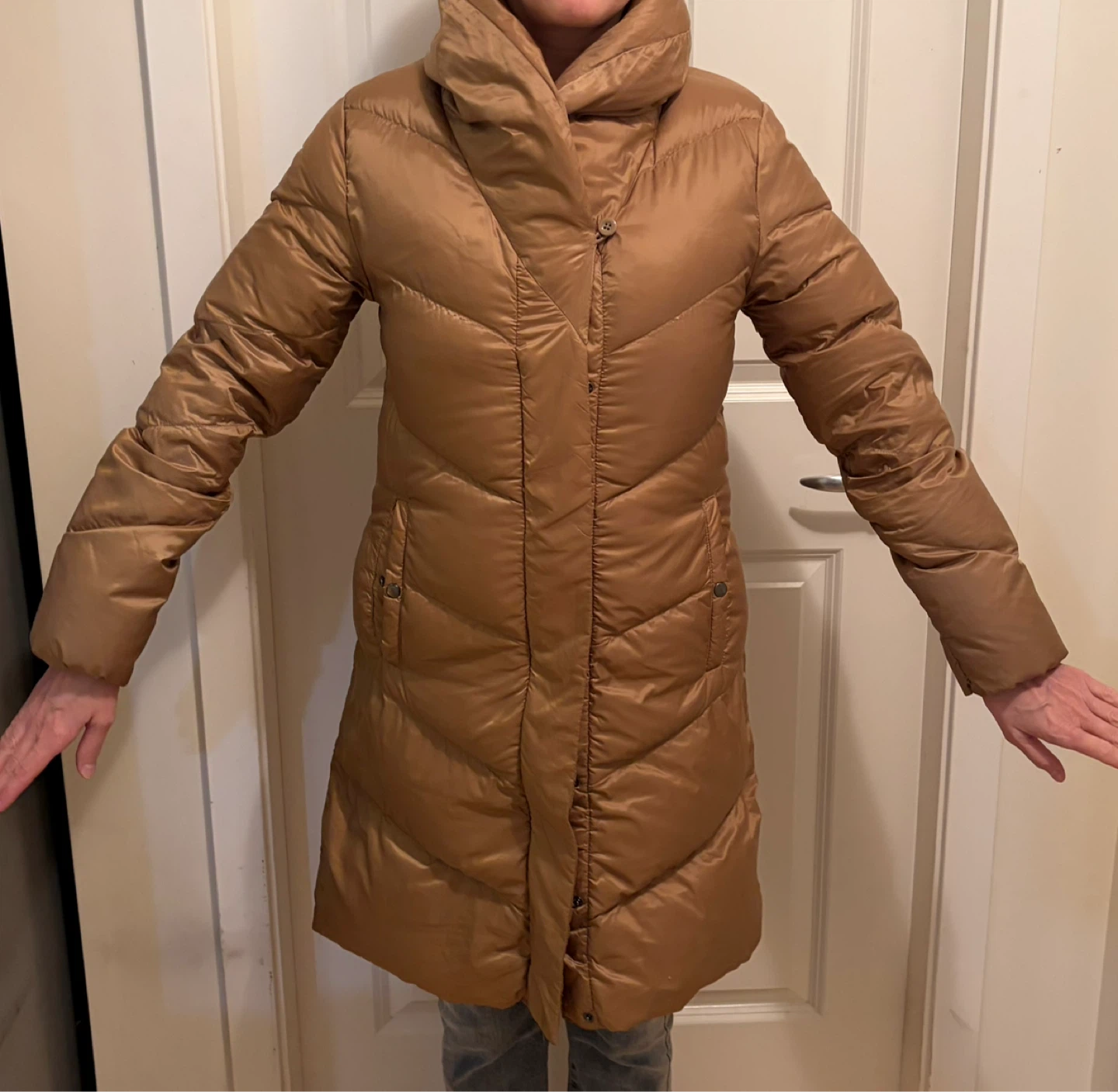 Mid-length Caramel Puffer Coat
