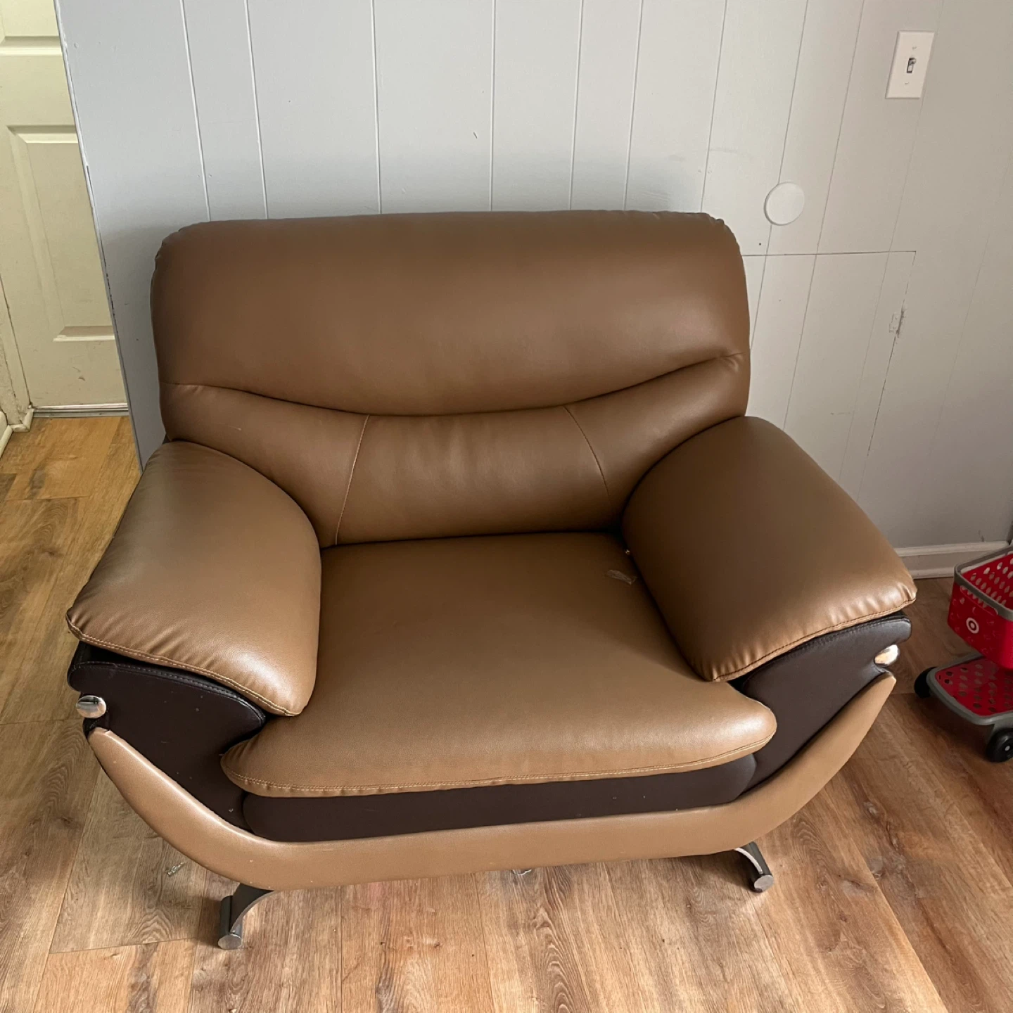 Brown Faux Leather Loveseat