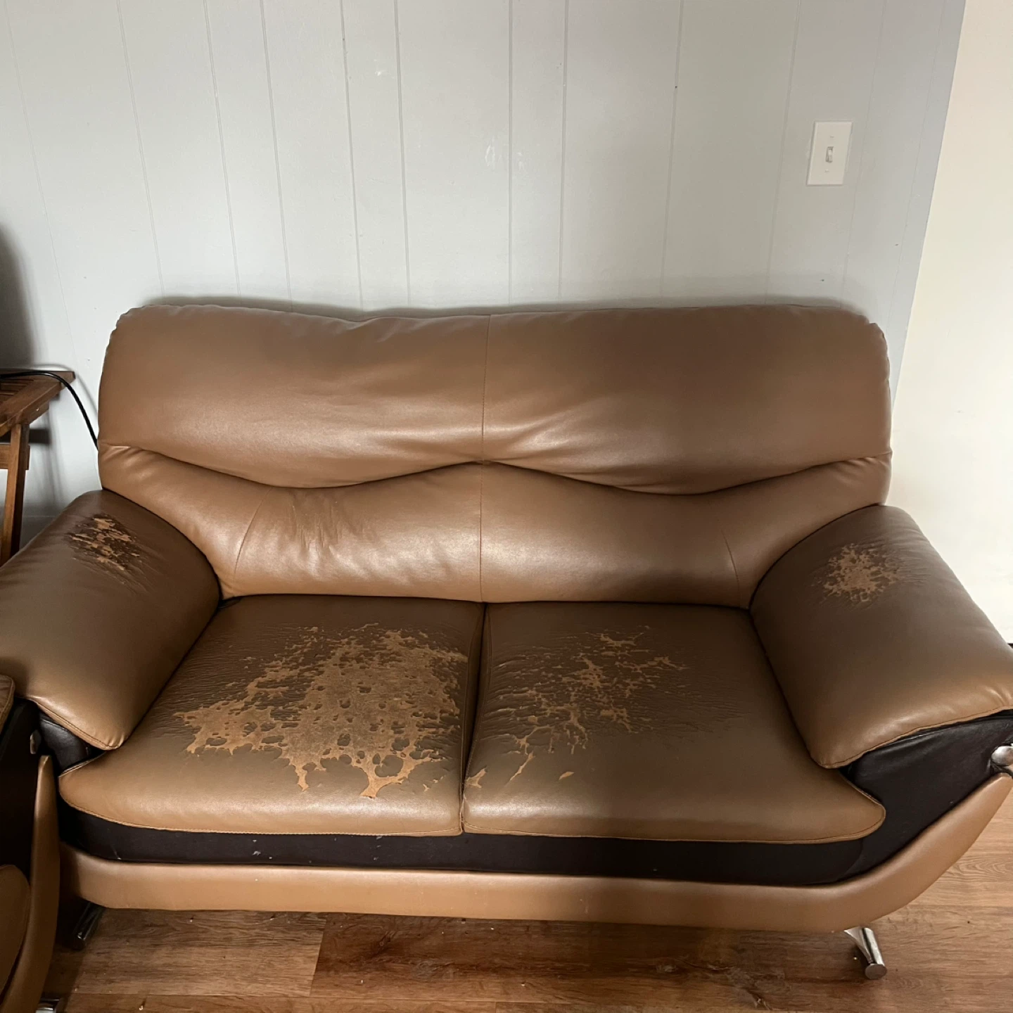 Brown Faux Leather Loveseat - photo 2