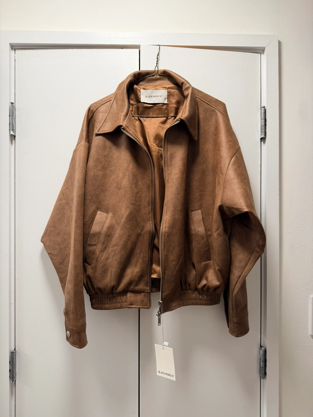 *NWT* Brown Vegan Suede Oversized Bomber Jacket - photo 2