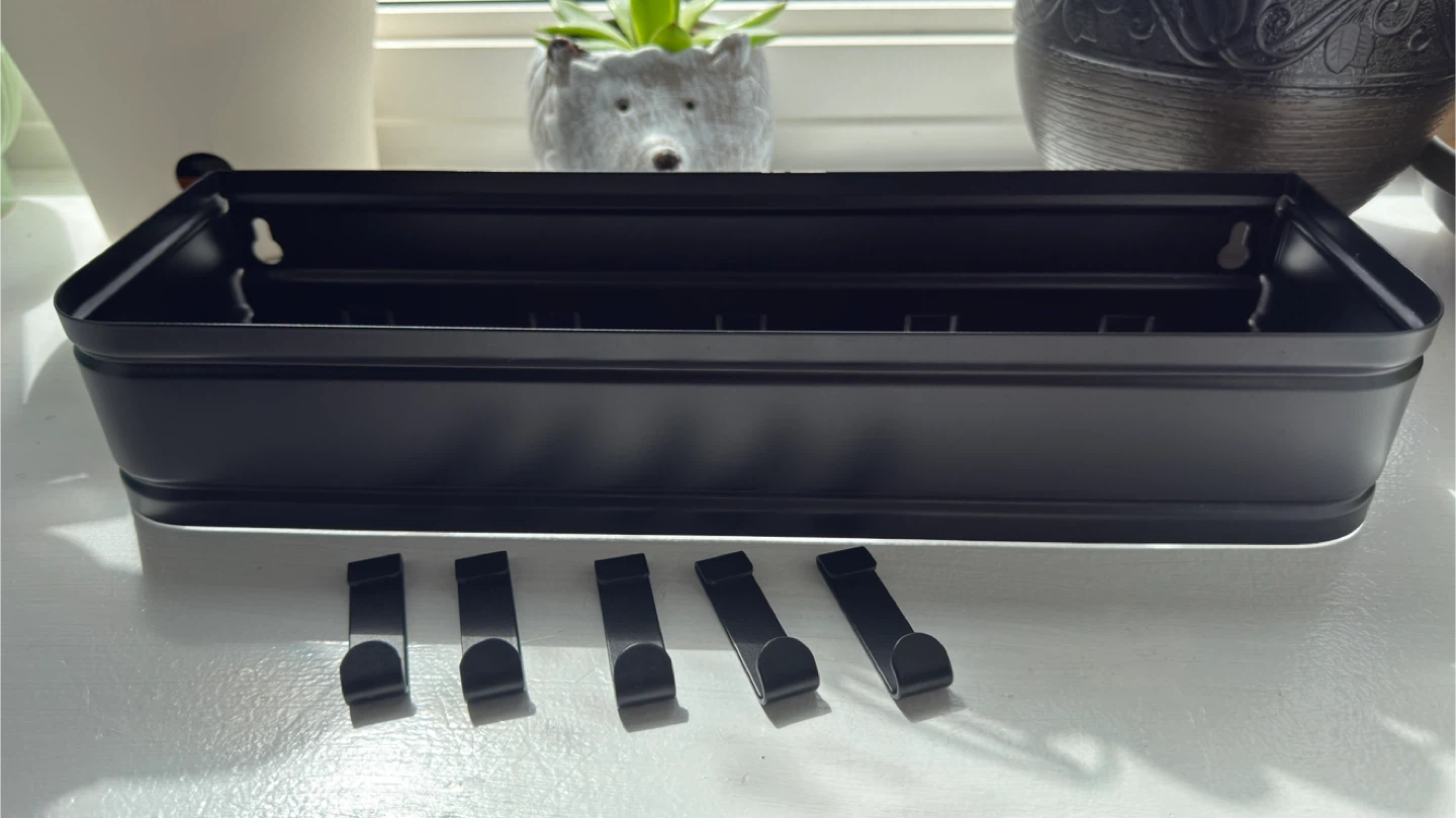IKEA LILLASJÖN Wall Shelf with 5 Hooks - Black - photo 2