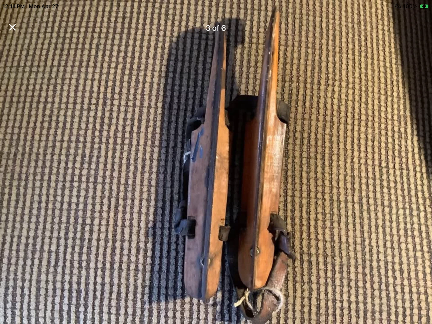 Vtg Wood Boot Ice Skates with Leather Straps 🐞 - photo 3