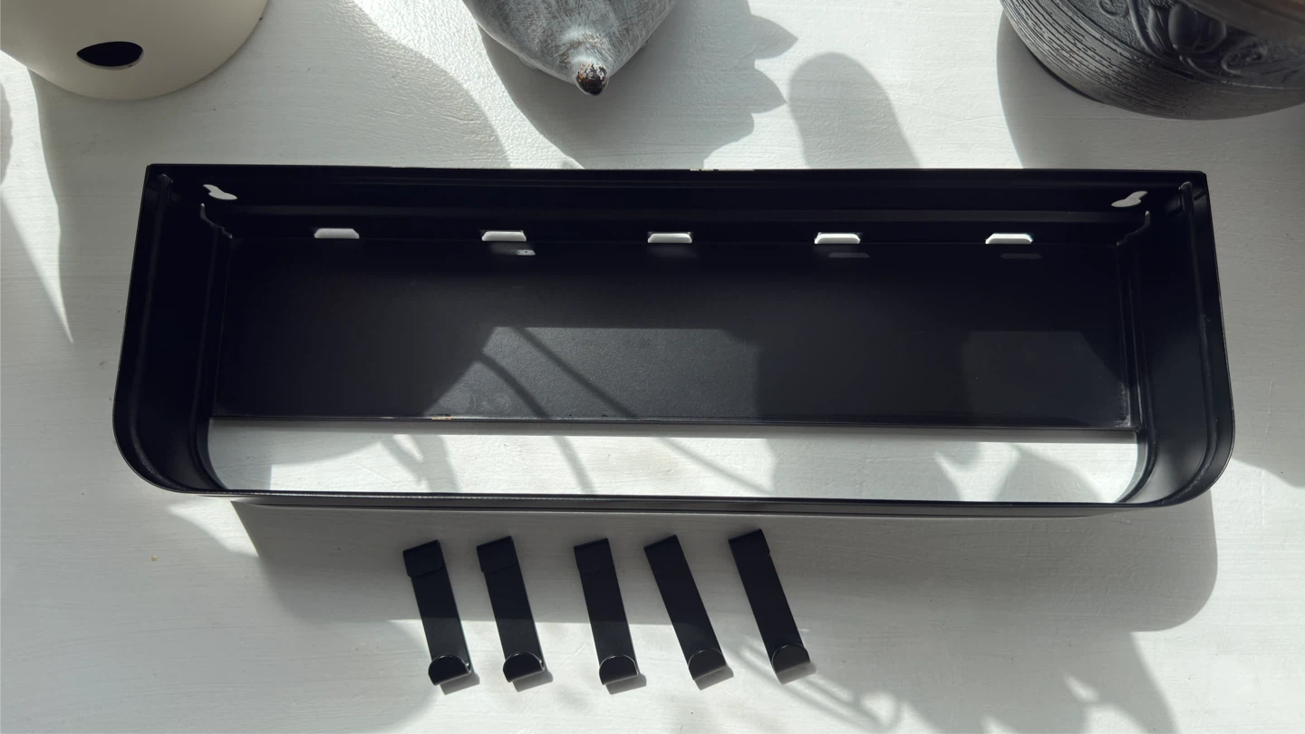 IKEA LILLASJÖN Wall Shelf with 5 Hooks - Black
