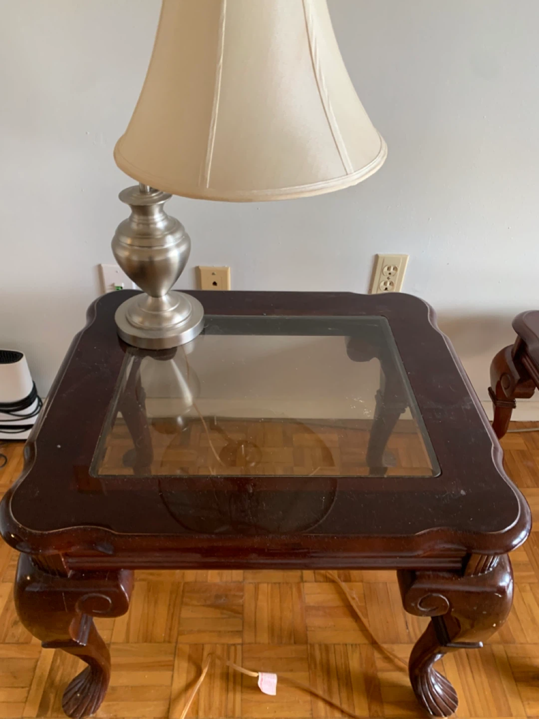 Dark Wood and Glass Coffee Table and End Table Set - photo 3