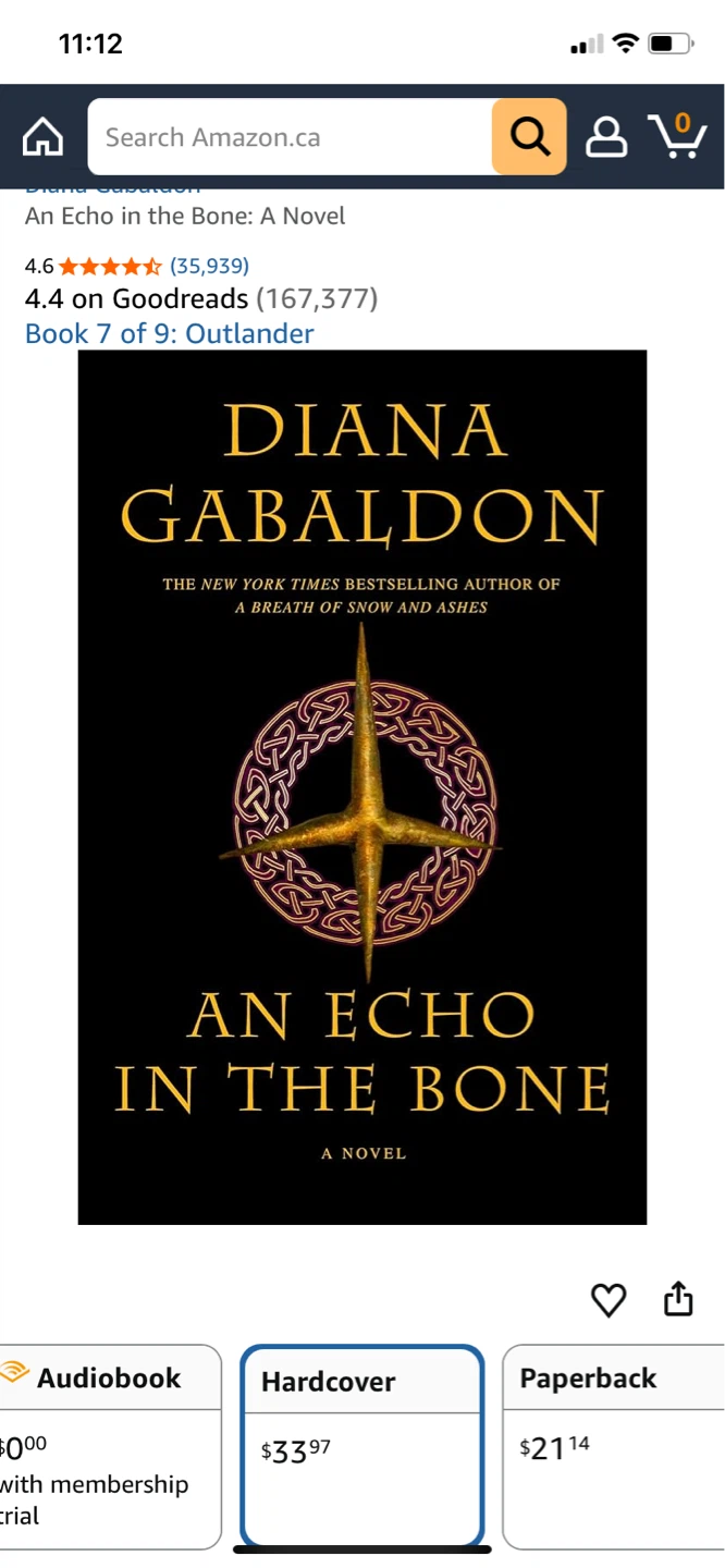 An Echo in the Bone by Diana Gabaldon Hardcover Novel