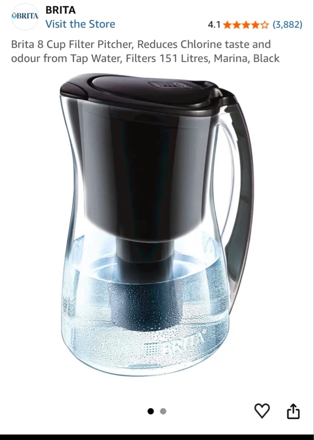 Brita 8 Cup Marina - Black + new installed filter
