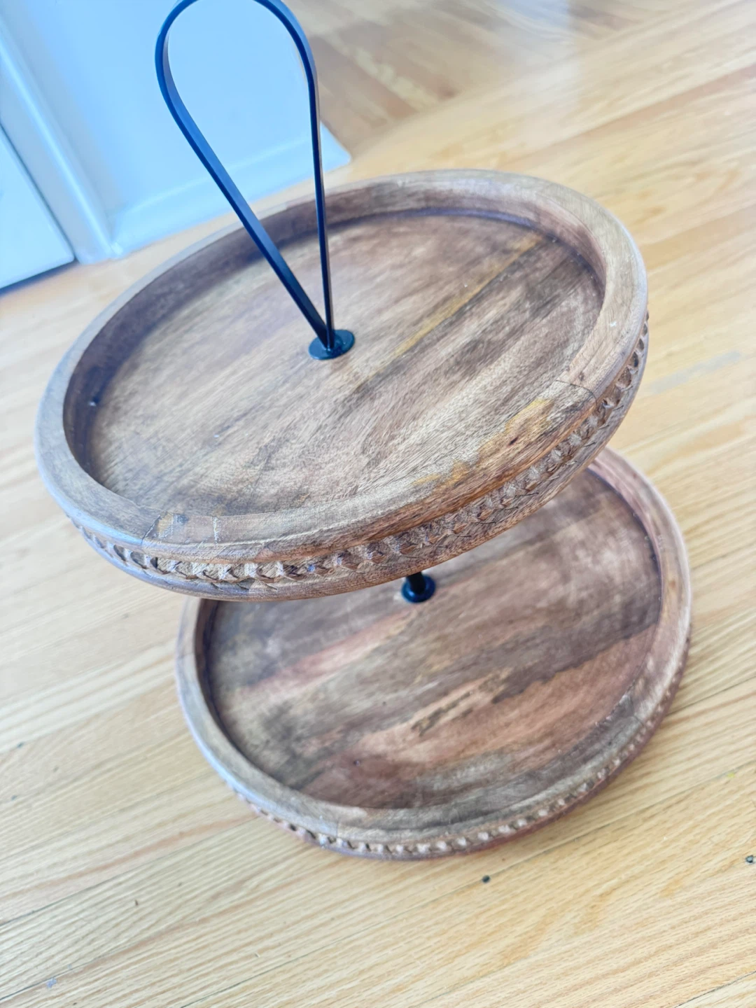 Wooden Two-Tiered Serving Stand