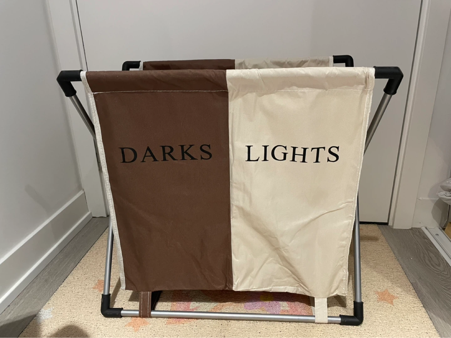Laundry Bag 2 Sections With Aluminum X-Frame Foldable - photo 2