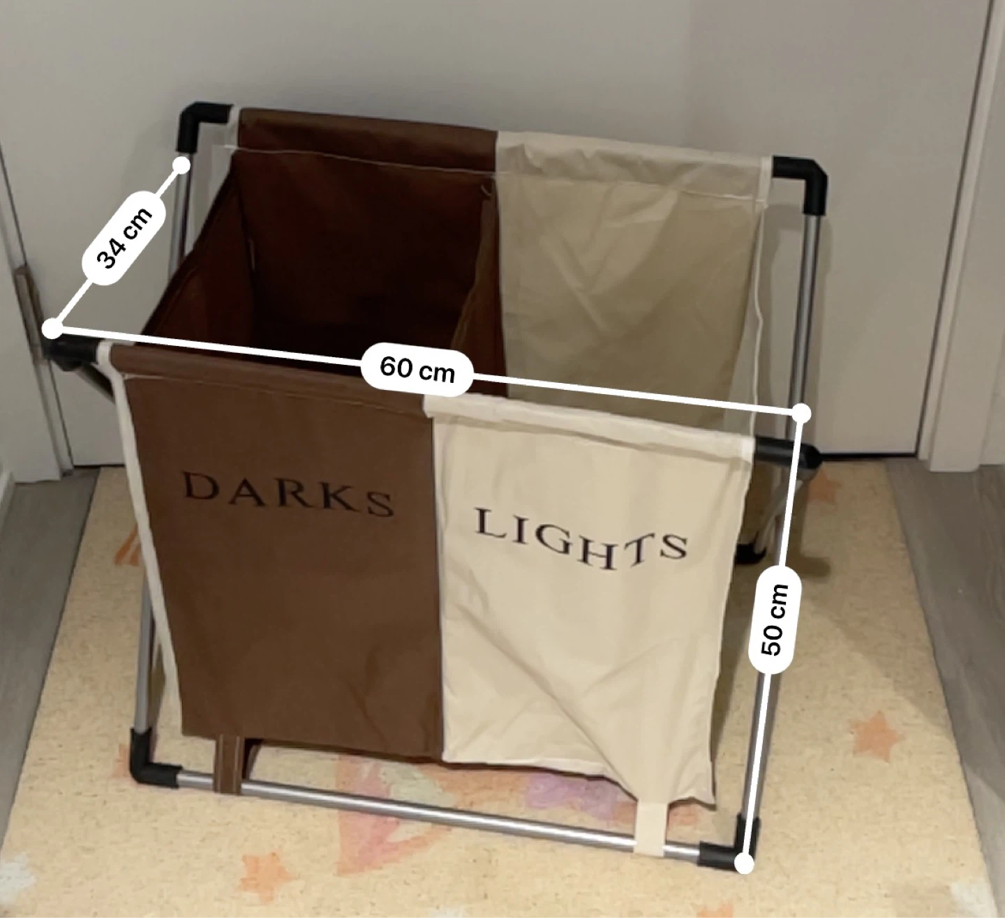 Laundry Bag 2 Sections With Aluminum X-Frame Foldable - photo 3