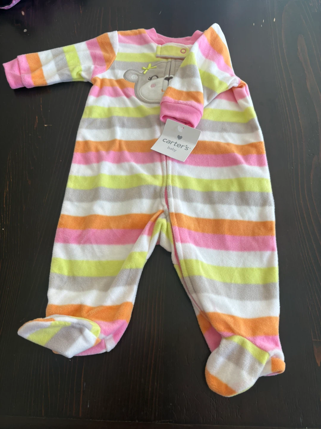 New Carter's Baby Girls' Striped Fleece Sleepsuit - 3 Months