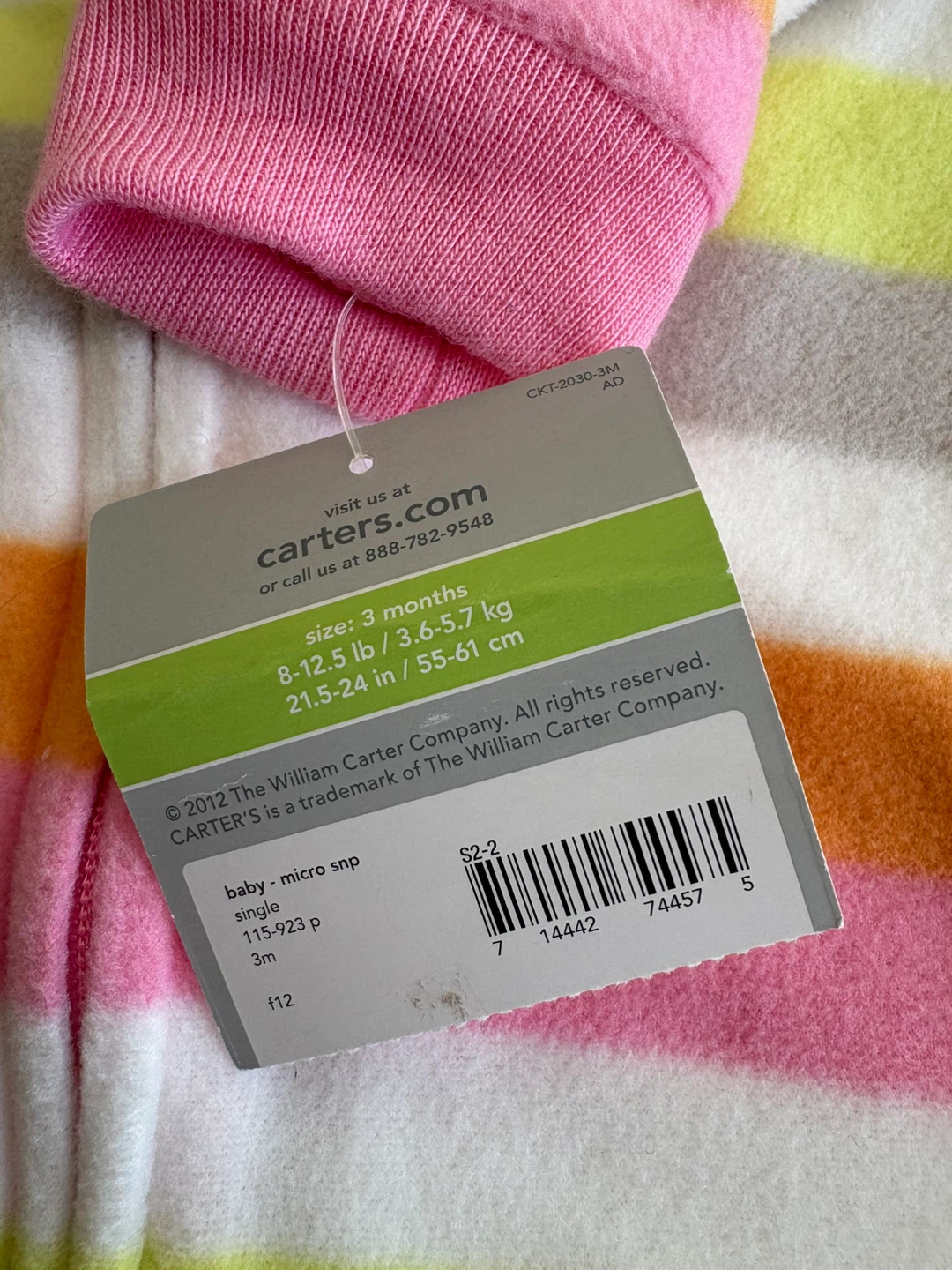 New Carter's Baby Girls' Striped Fleece Sleepsuit - 3 Months - photo 3