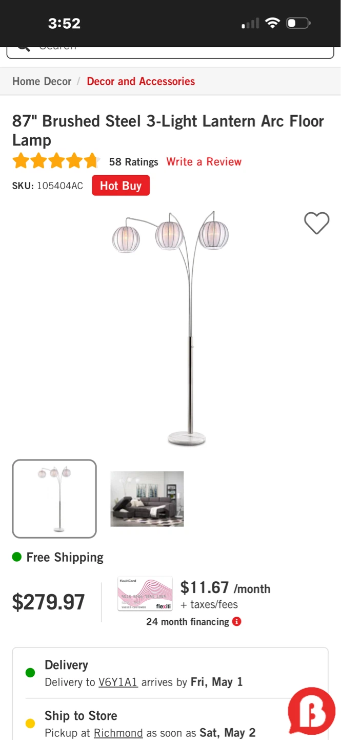 Arc Floor Lamp with 3 White Globe Shades and Marble Base - photo 3
