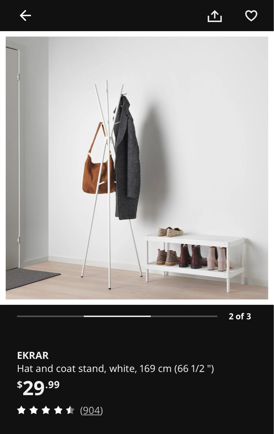 IKEA EKRAR Hat and Coat Stand White 169 cm - photo 5
