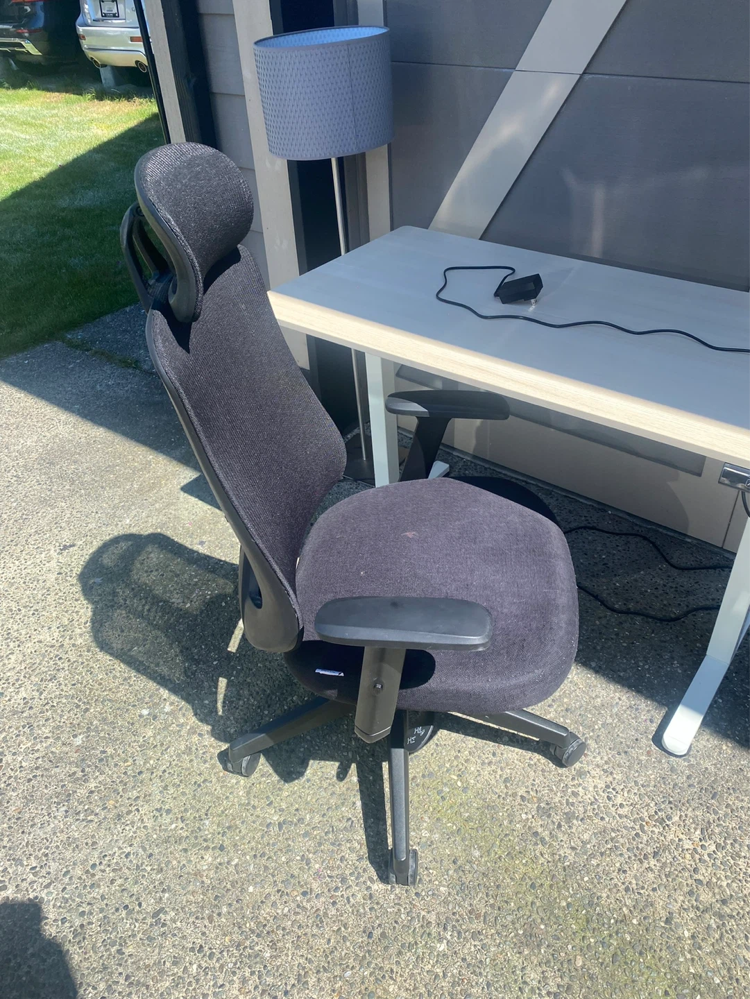 Black Ergonomic Office Chair with Headrest - photo 2