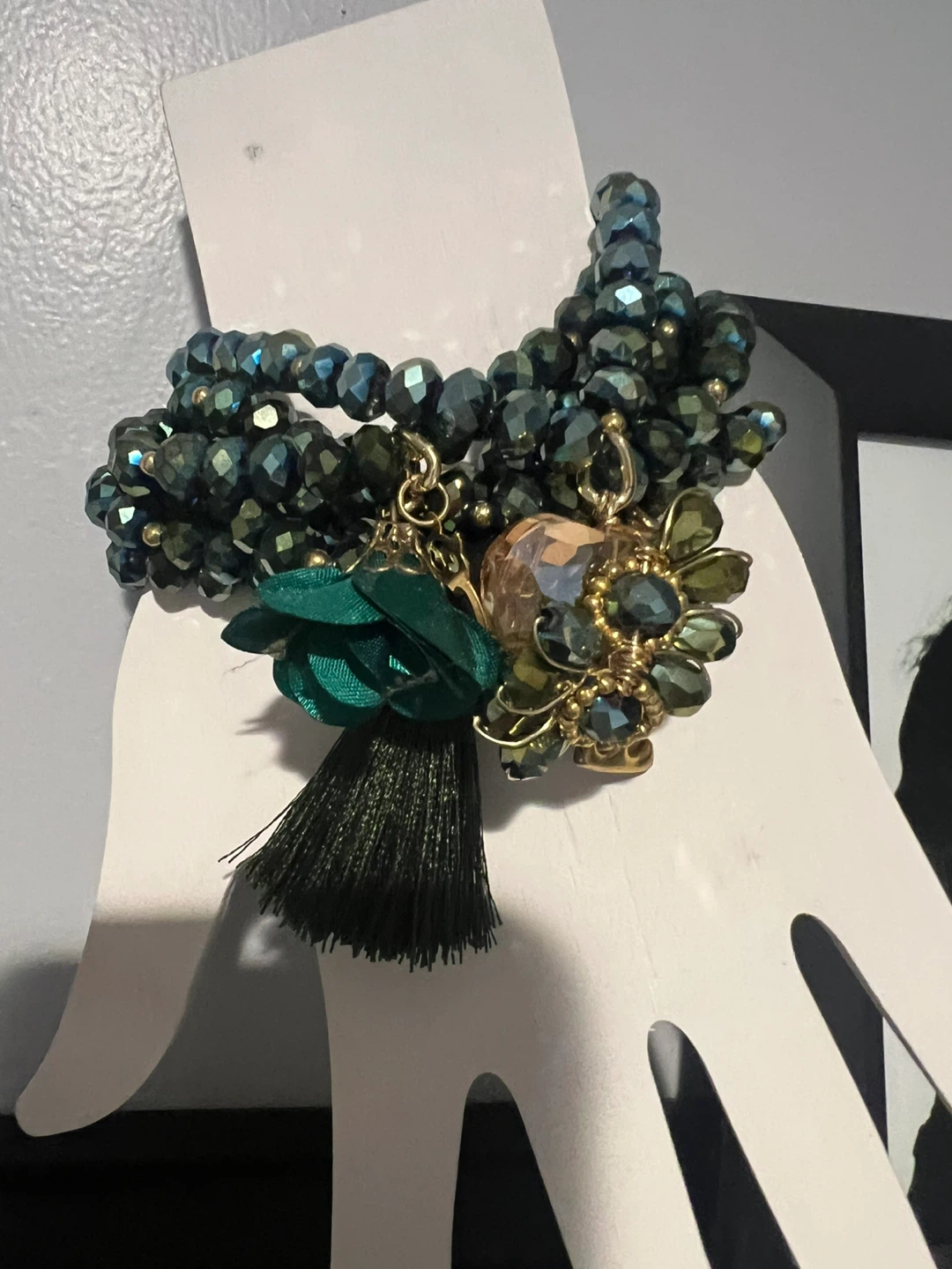 Beaded Bracelet with Tassel and Charm