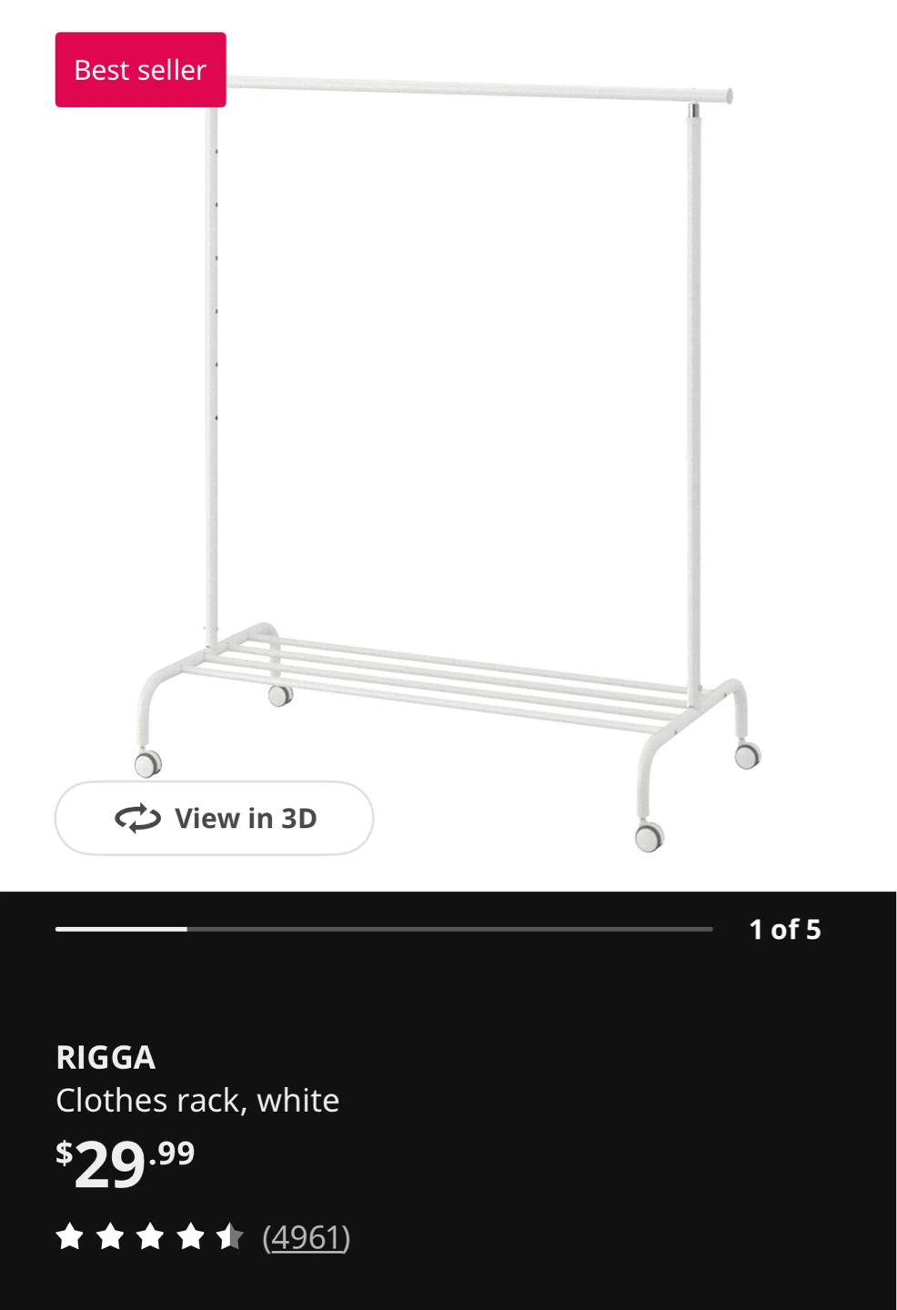 IKEA RIGGA Clothes Rack, White