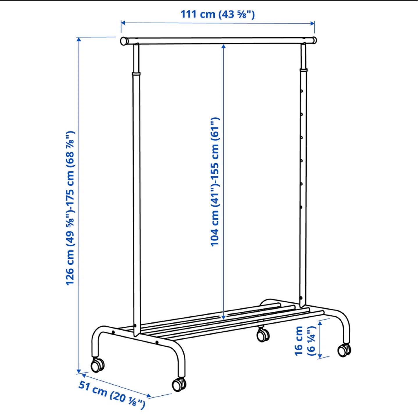 IKEA RIGGA Clothes Rack, White - photo 3