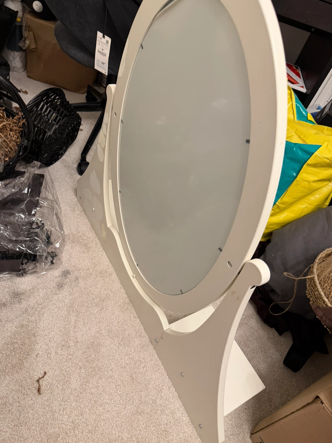 White Oval Vanity Mirror with Drawers - photo 3