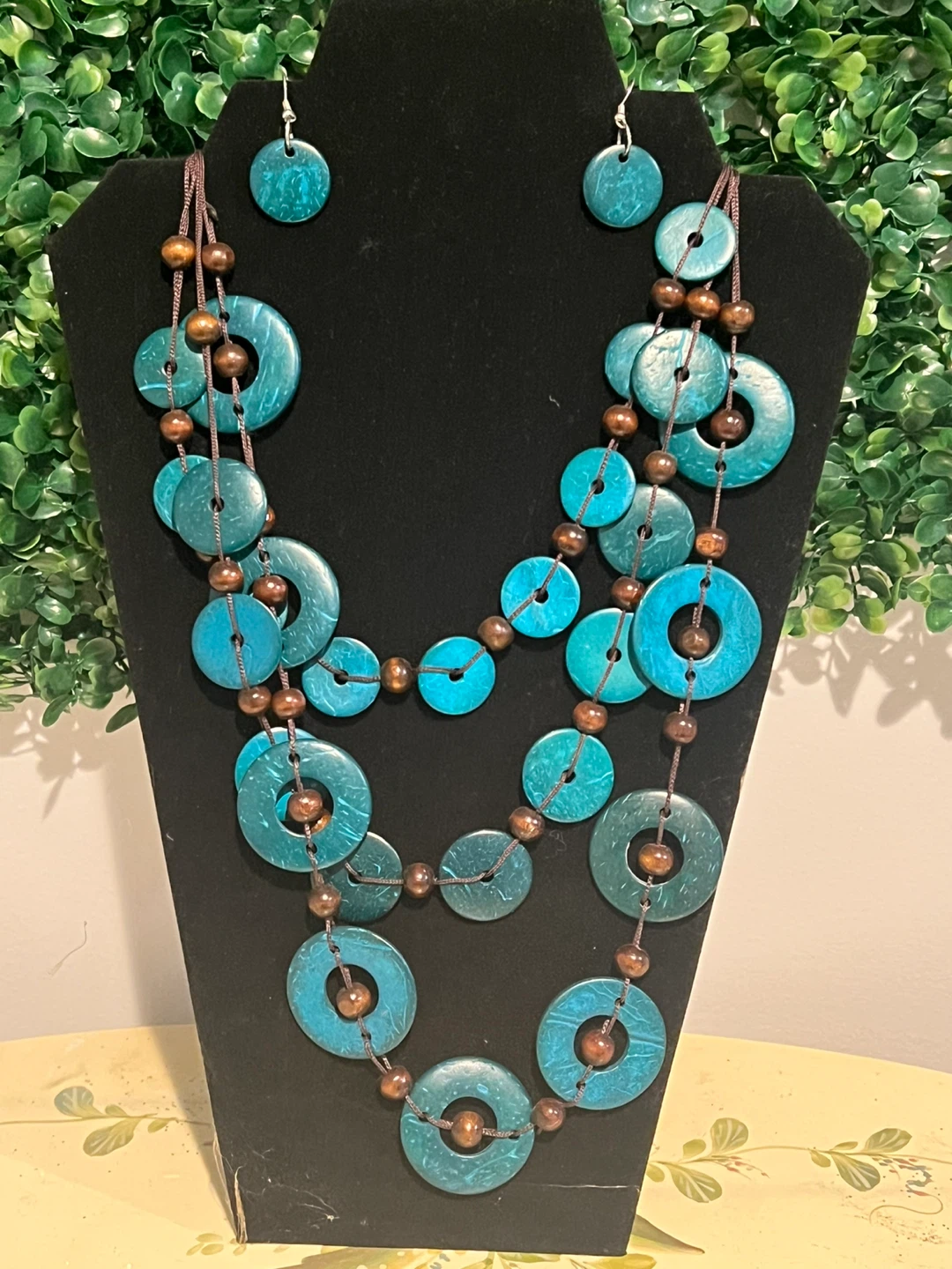 Turquoise Layered Necklace and Earring Set