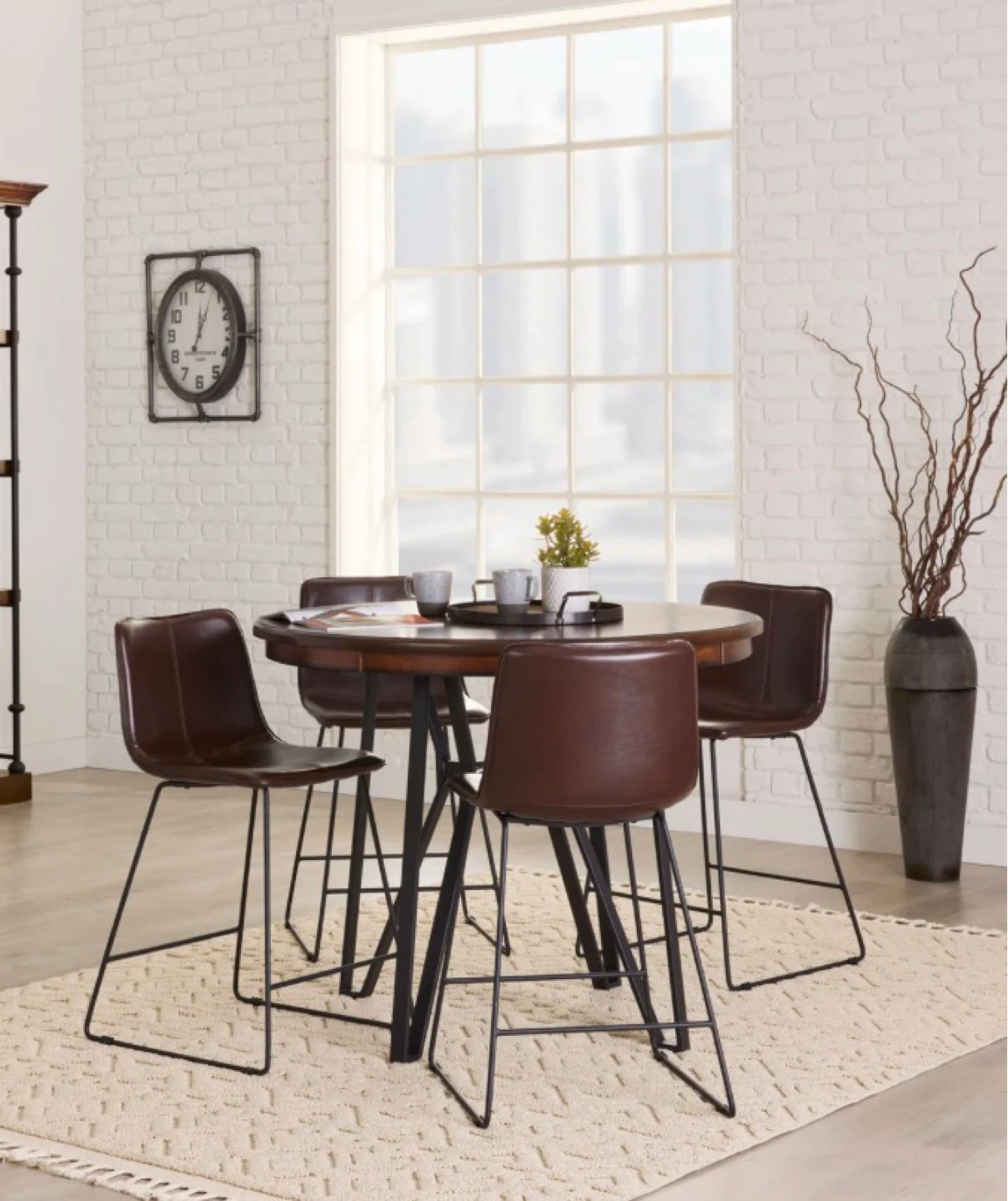 Round Counter Height Dining Table Set with 4 Chairs