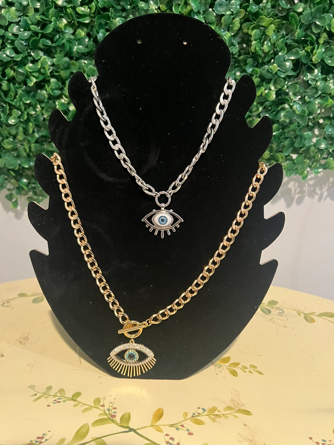 Set of 2 Evil Eye Charm Necklaces