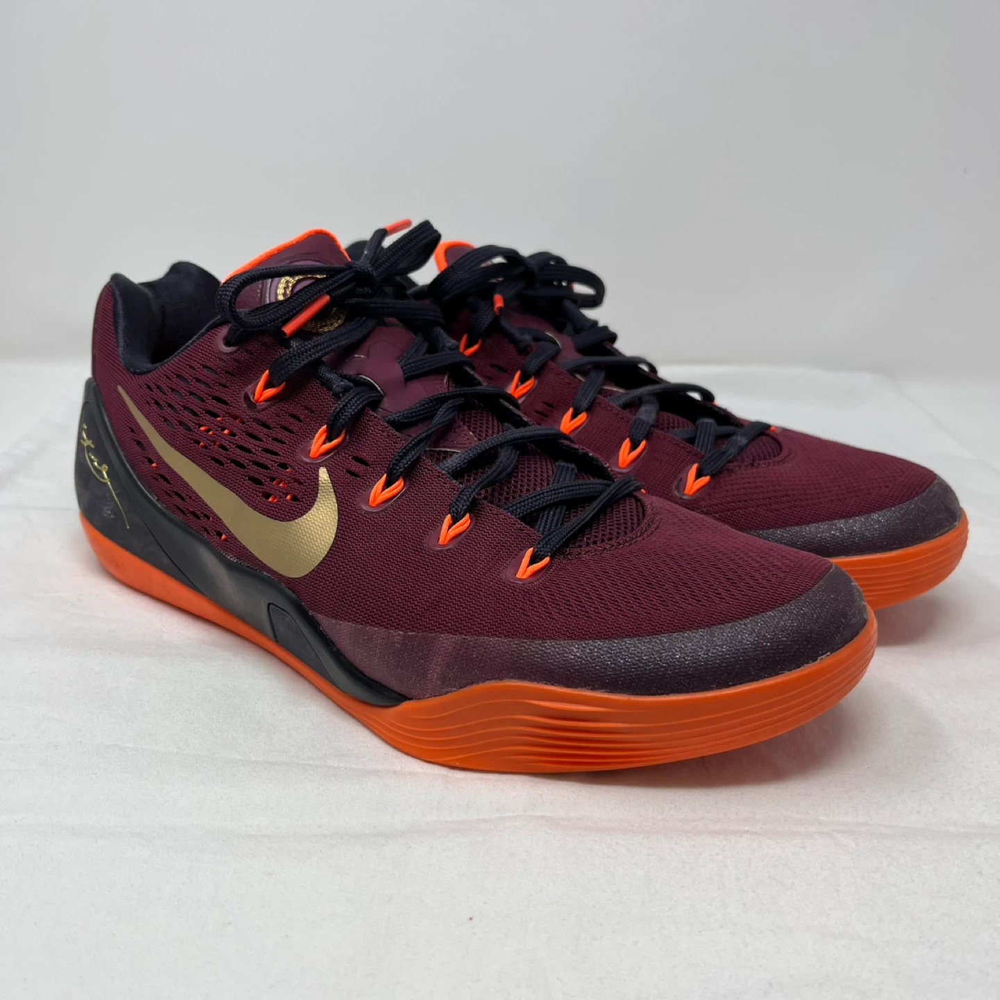 Nike Kobe 9 EM Burgundy Gold Basketball Shoes - photo 2