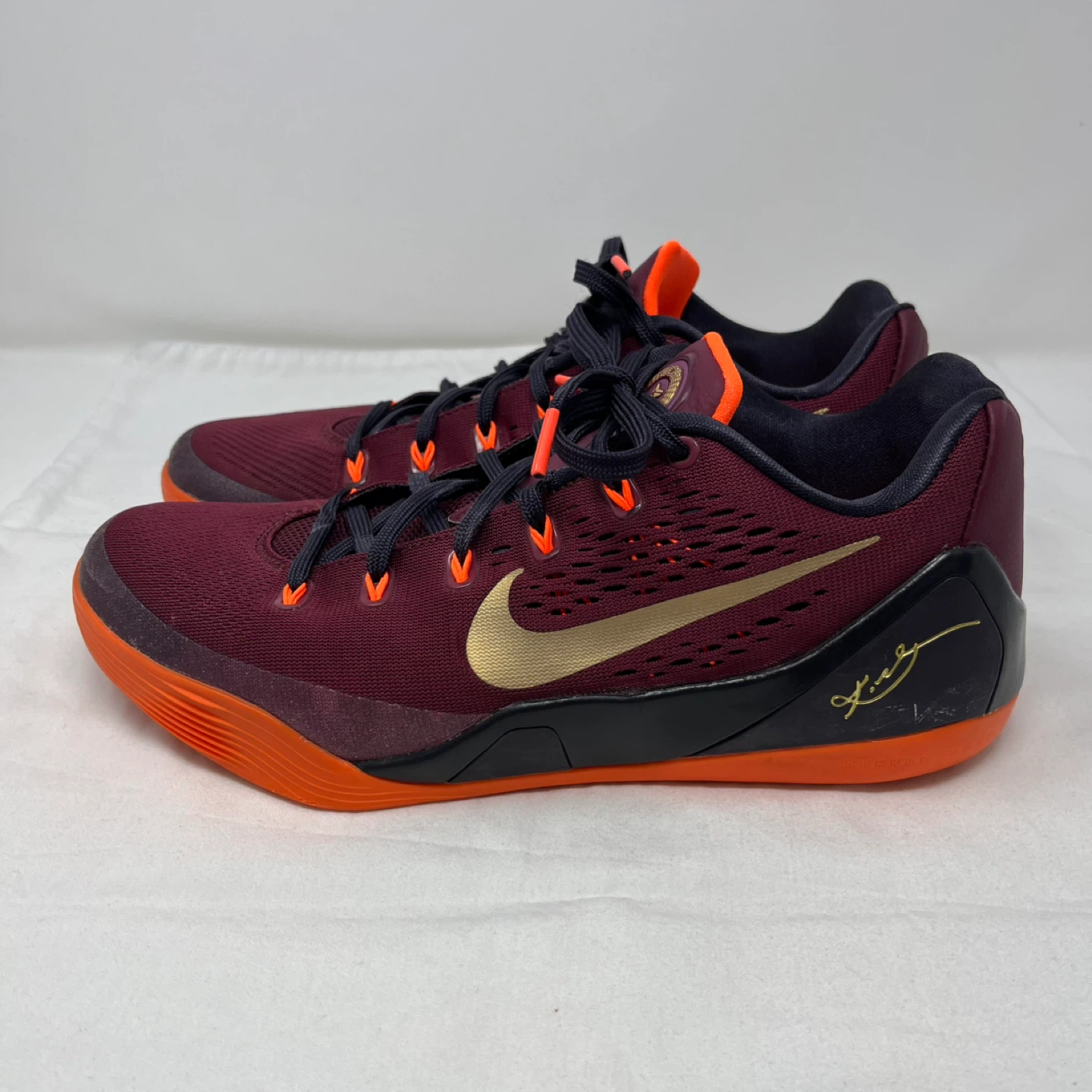 Nike Kobe 9 EM Burgundy Gold Basketball Shoes - photo 5