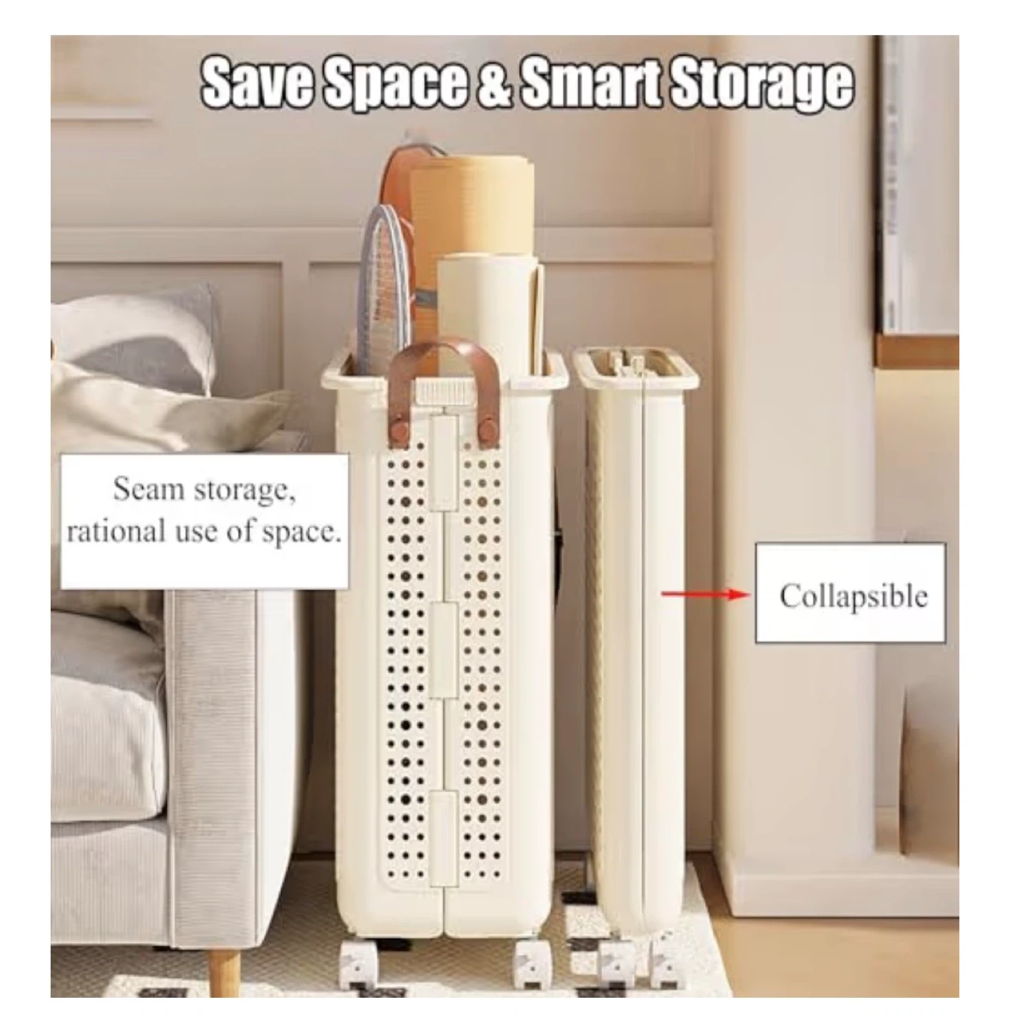 Collapsible Storage Basket with Wheels - photo 2