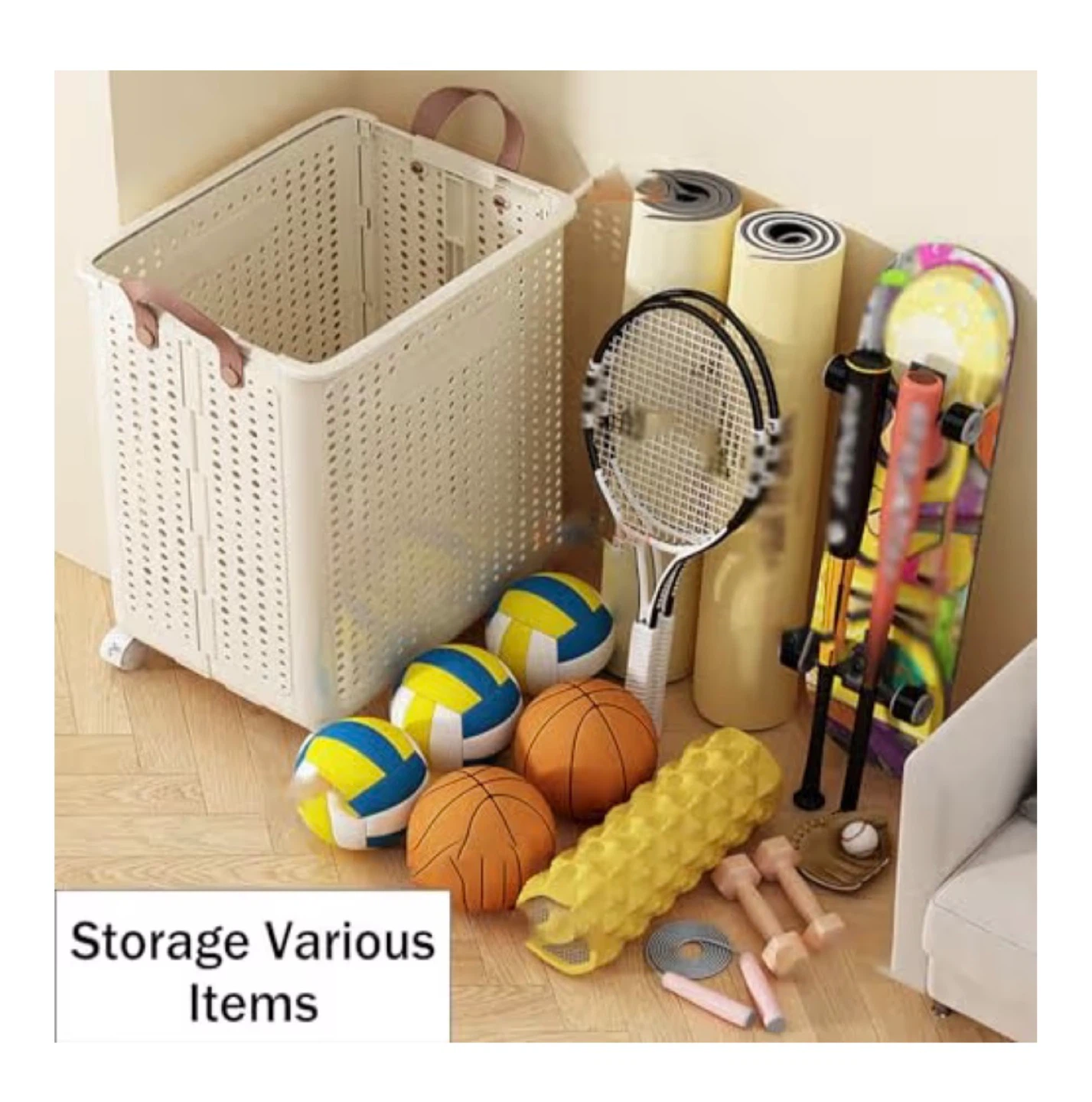 Collapsible Storage Basket with Wheels - photo 4