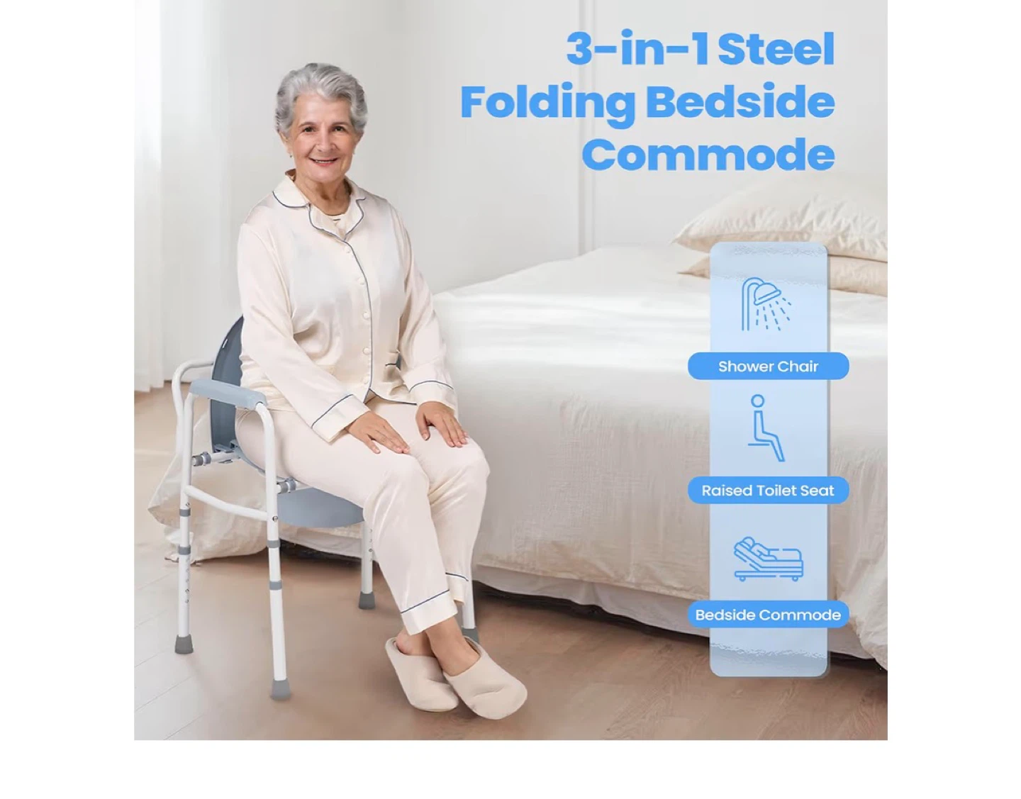 Careboda RF04-0001 3-in-1 Steel Folding Bedside Commode Chair - photo 4