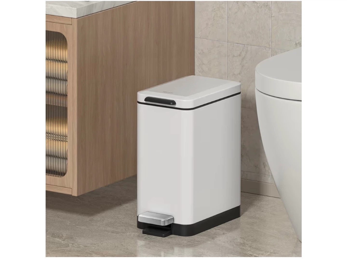 White Pedal Trash Can with Inner Bucket - 10L - photo 2