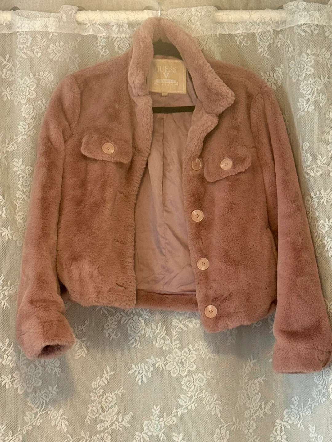 Guess Pink Fluffy Jacket