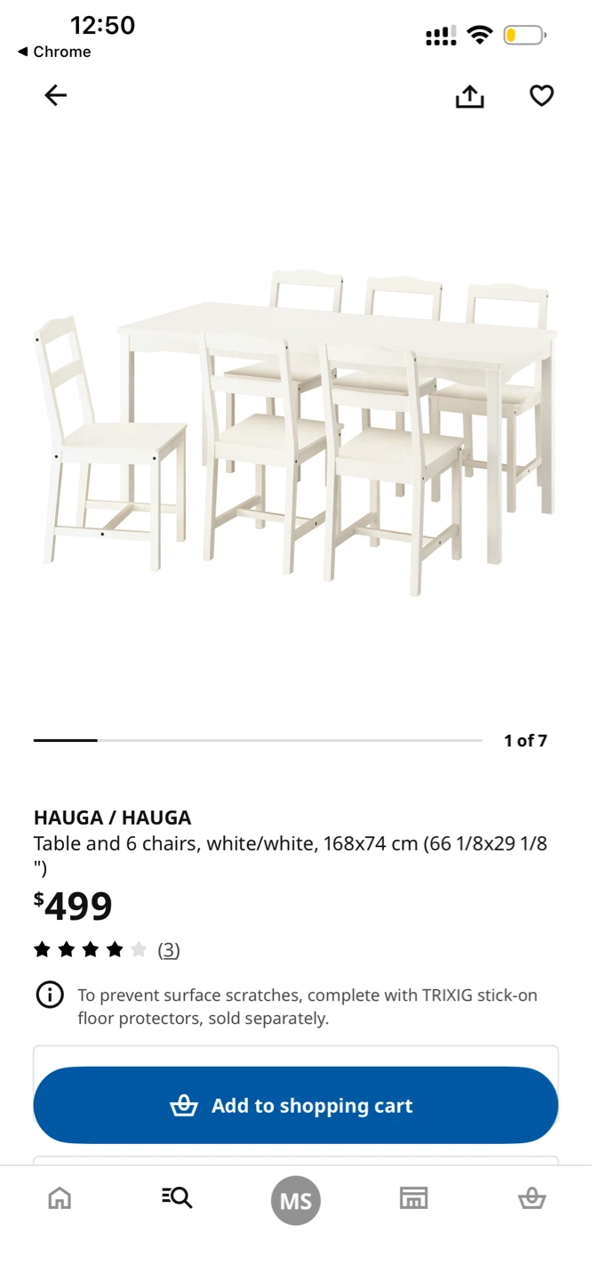 IKEA HAUGA White Dining Table with 6 Chairs Excellent Condition - photo 5