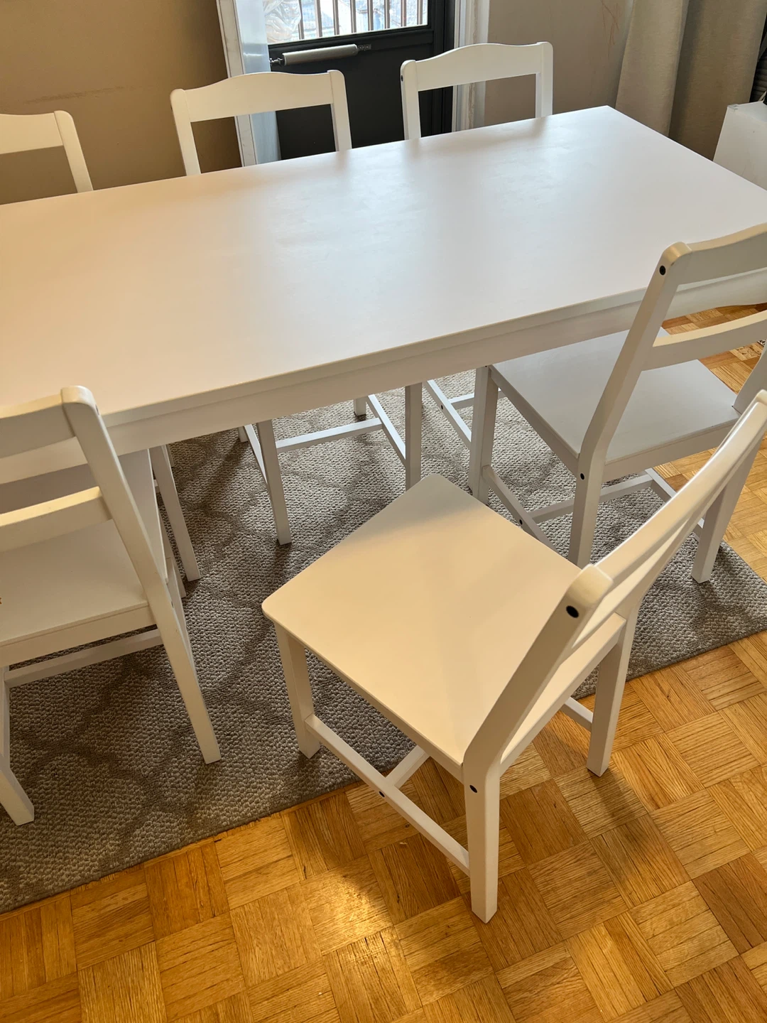 IKEA HAUGA White Dining Table with 6 Chairs Excellent Condition - photo 4