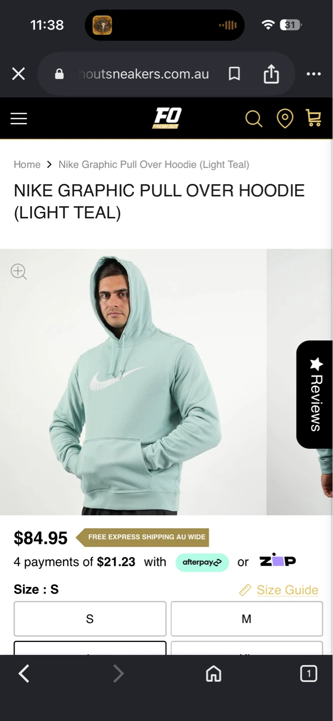 Nike Graphic Pull Over Hoodie - Light Teal XL