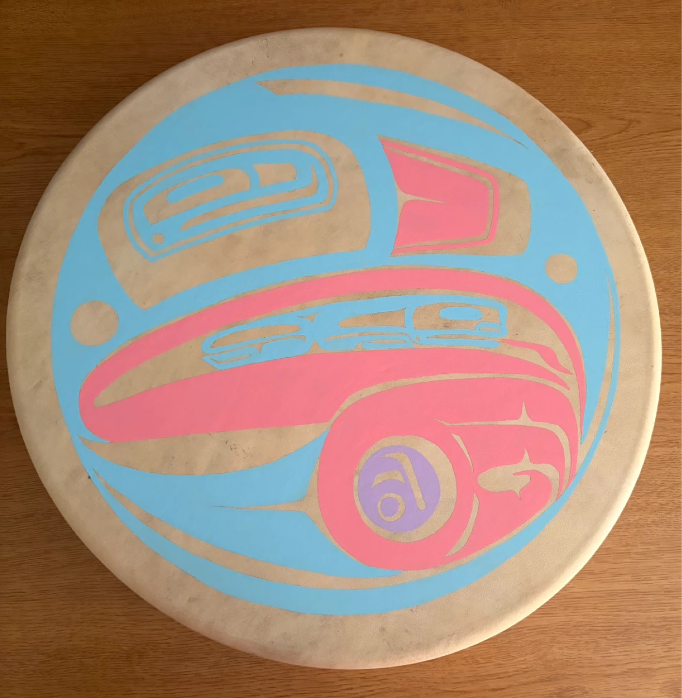 Handmade drum-Eagle with frog