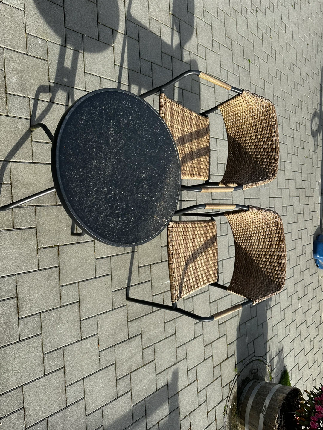 Wicker Patio Chair and Little Outdoor Table