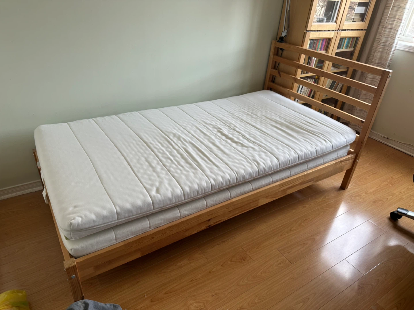 Twin size bed frame + two mattresses