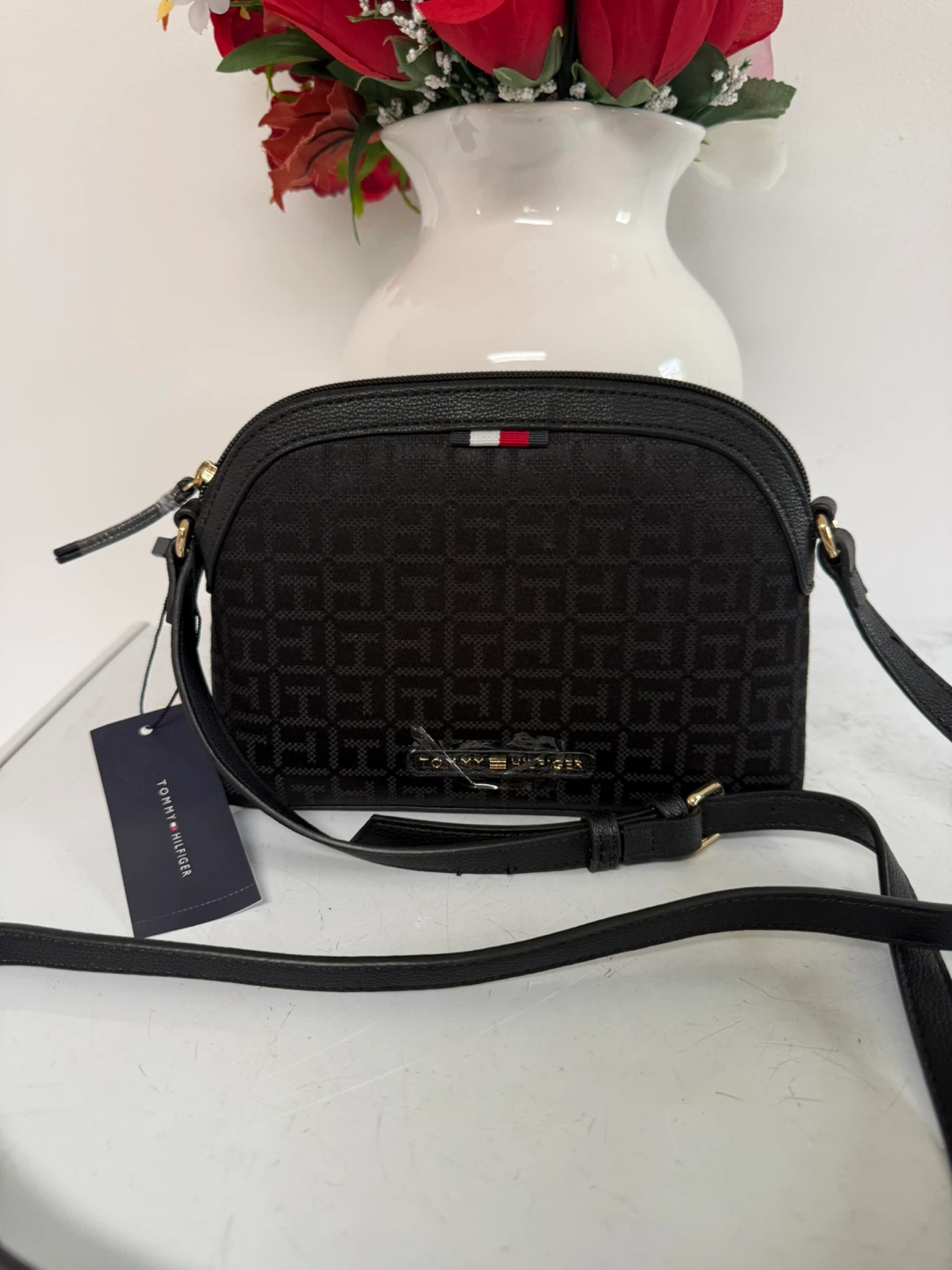 Tommy Hilfiger Black Monogram Crossbody Bag