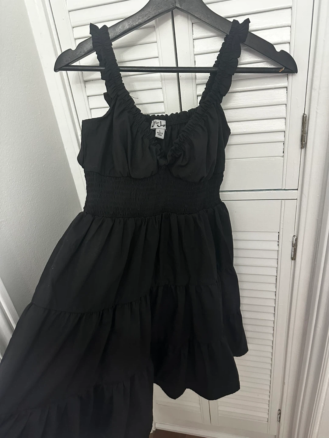Black Smocked Tiered Mini Dress - photo 2