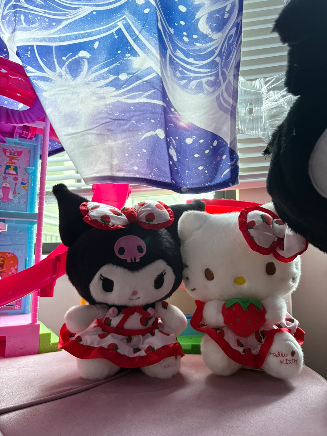 Sanrio Kuromi & Hello Kitty Plush Toys Strawberry Dress Set