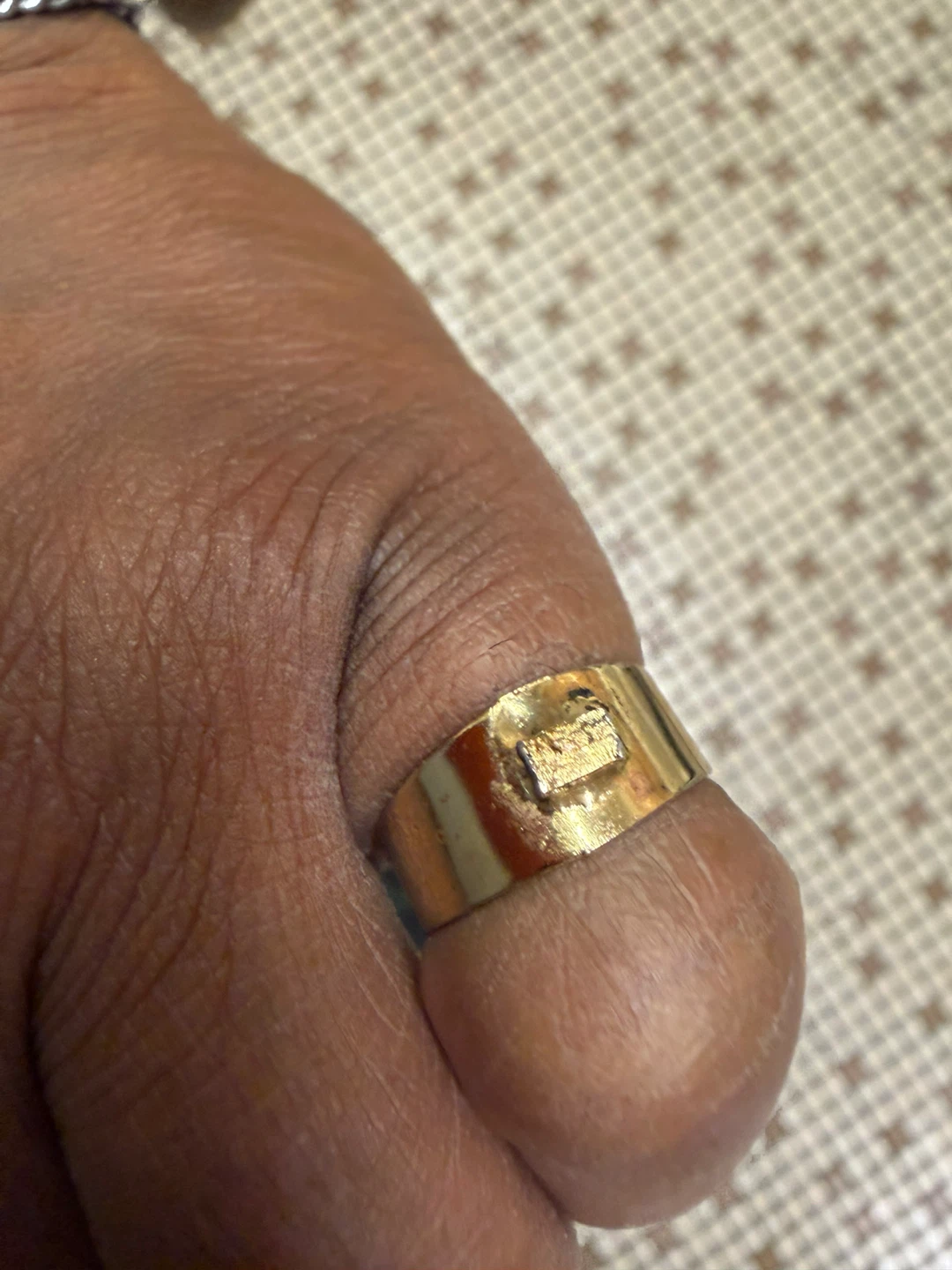 Gold Tone Ring with Small Cubic Zirconia Accent