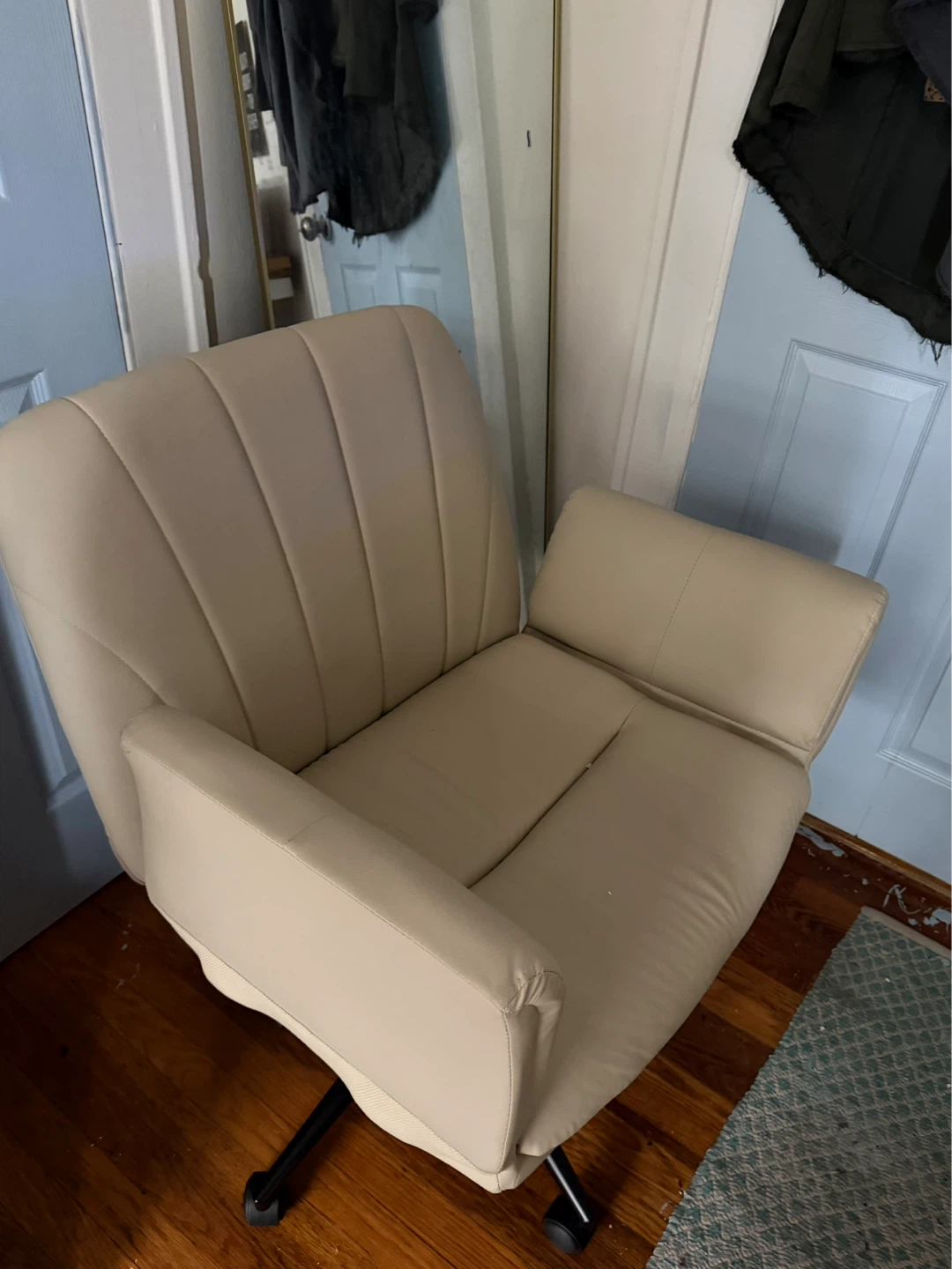 Cream Faux Leather Office Chair