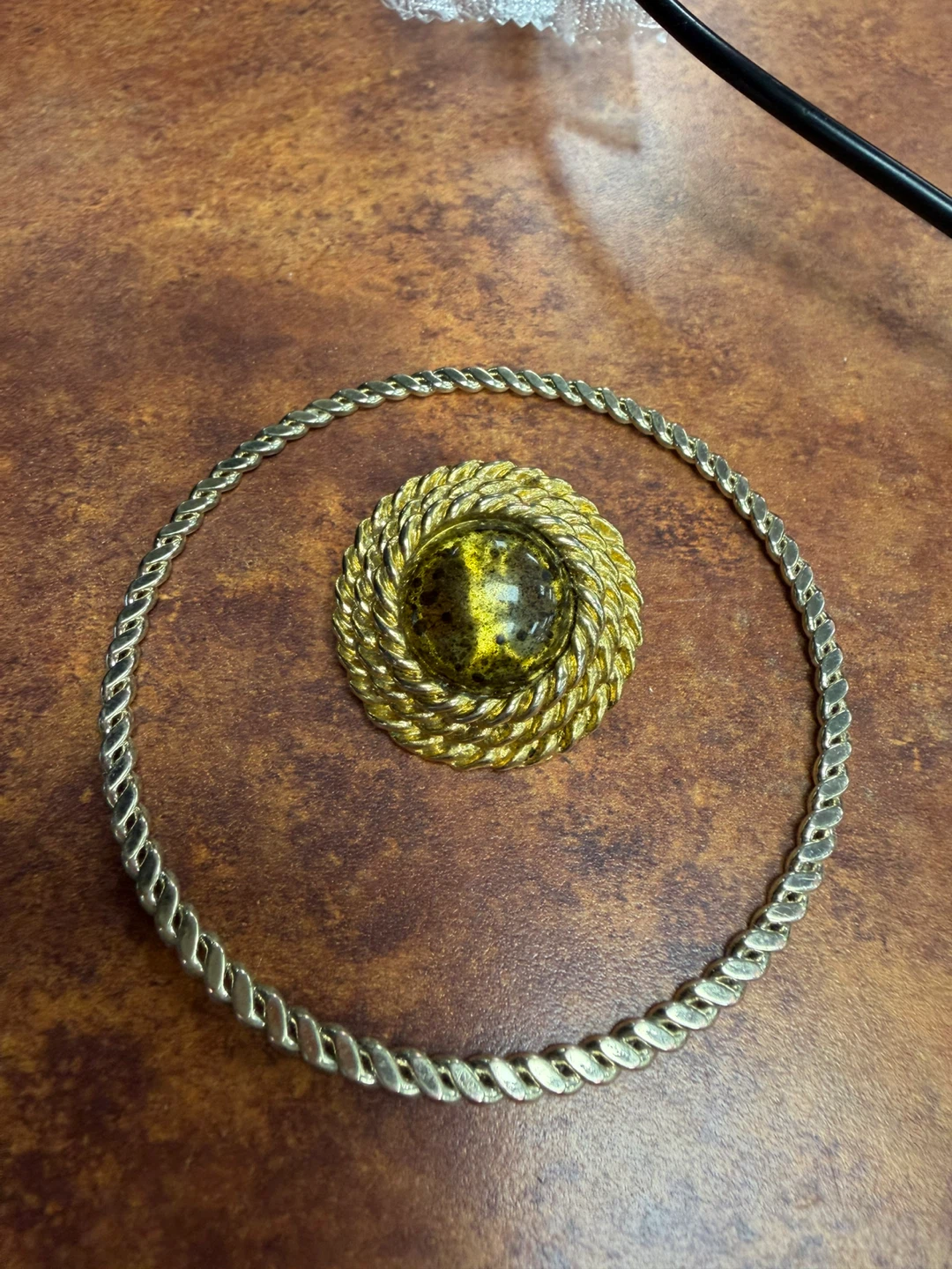 Gold bangle & Matching Button Earrings Set