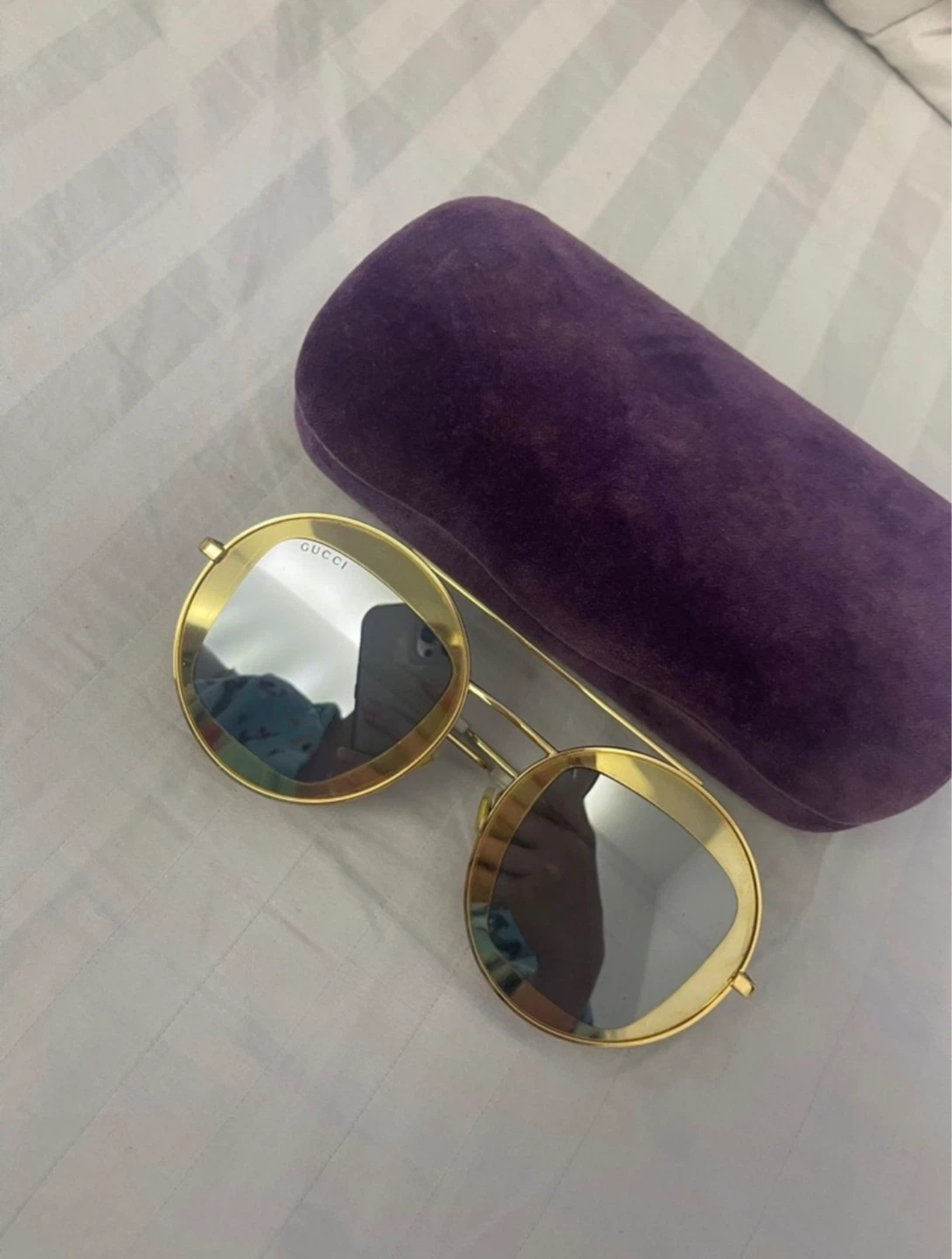 Gold and Silver Gucci Sunglasses with Case - photo 3